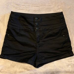 Black High-Waisted Denim Shorts